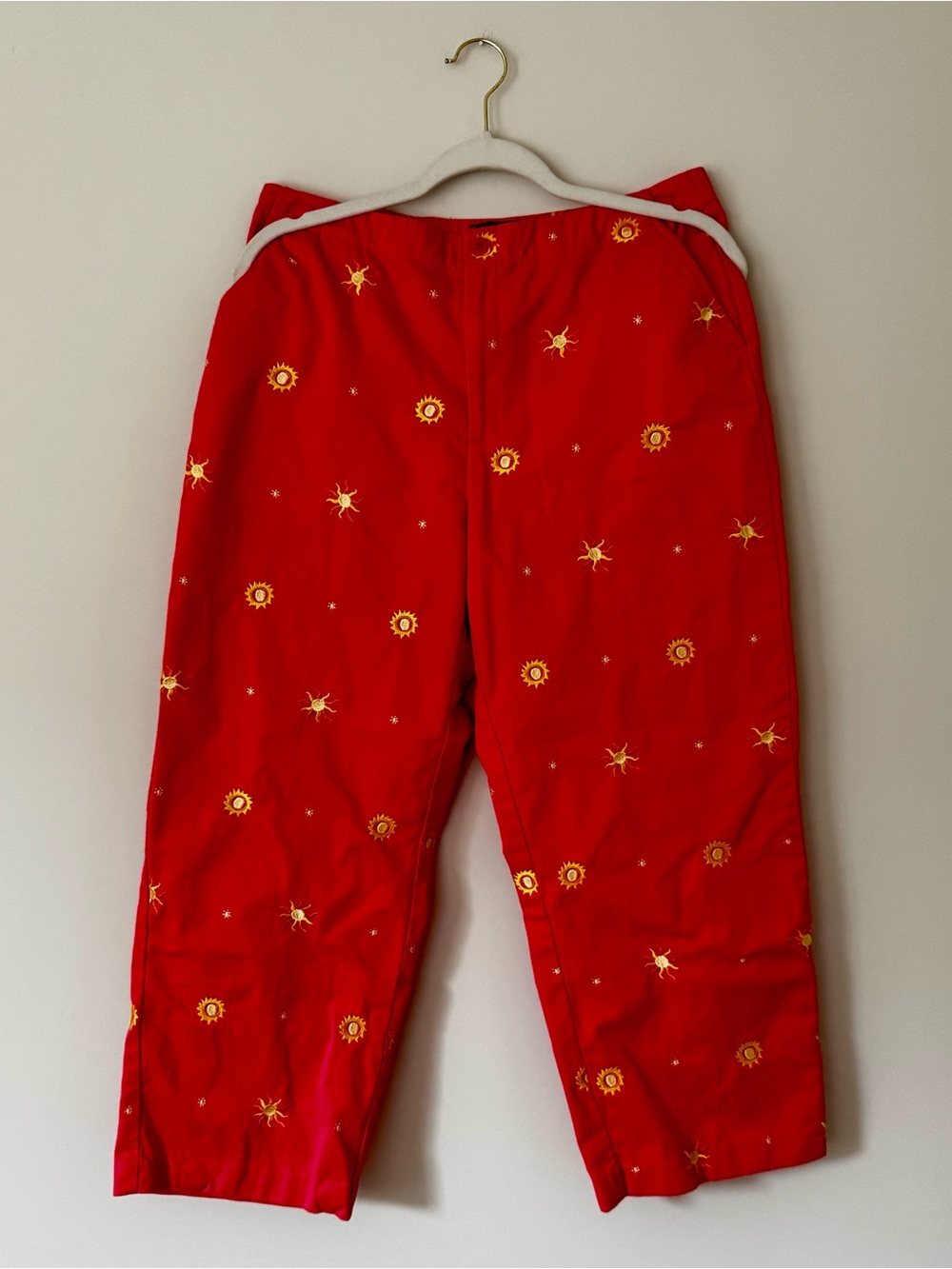 Vintage Northern Isles 90s Cotton Embroidered Sun Pull On Pants, Pink – Size 12